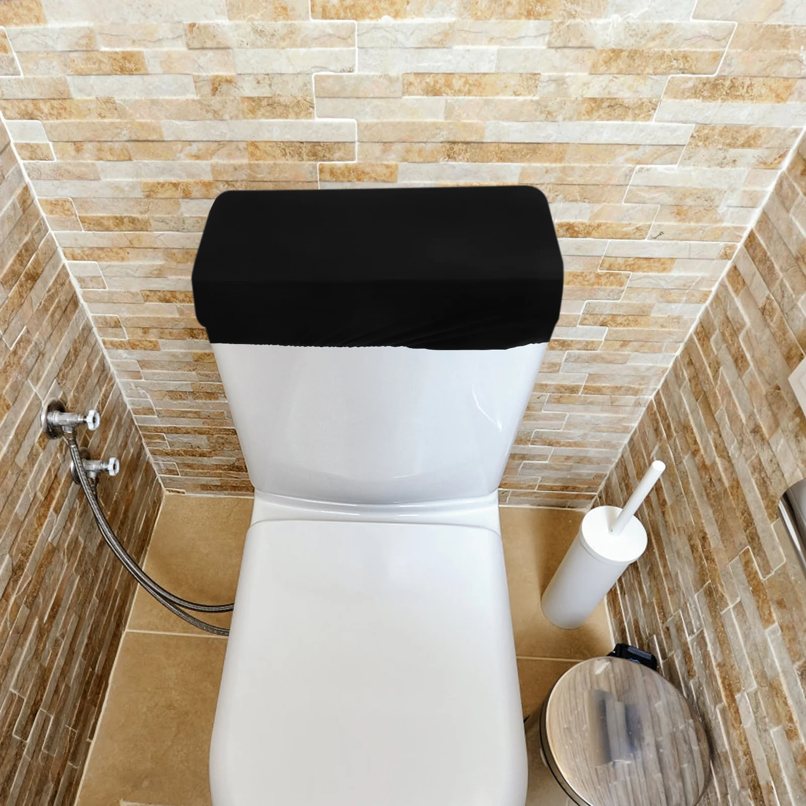 

2Pcs Universal Toilet Tank Dust Polyester Lid Protector Washable Stretchable Bathroom Top Cover Fits Most