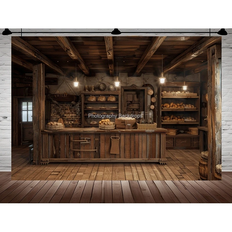 Antique library Old Tavern Barista Coffee Shop Bar Photography Backdrop Warm Medieval Inn Fantasy Photo Studio Background JG-01