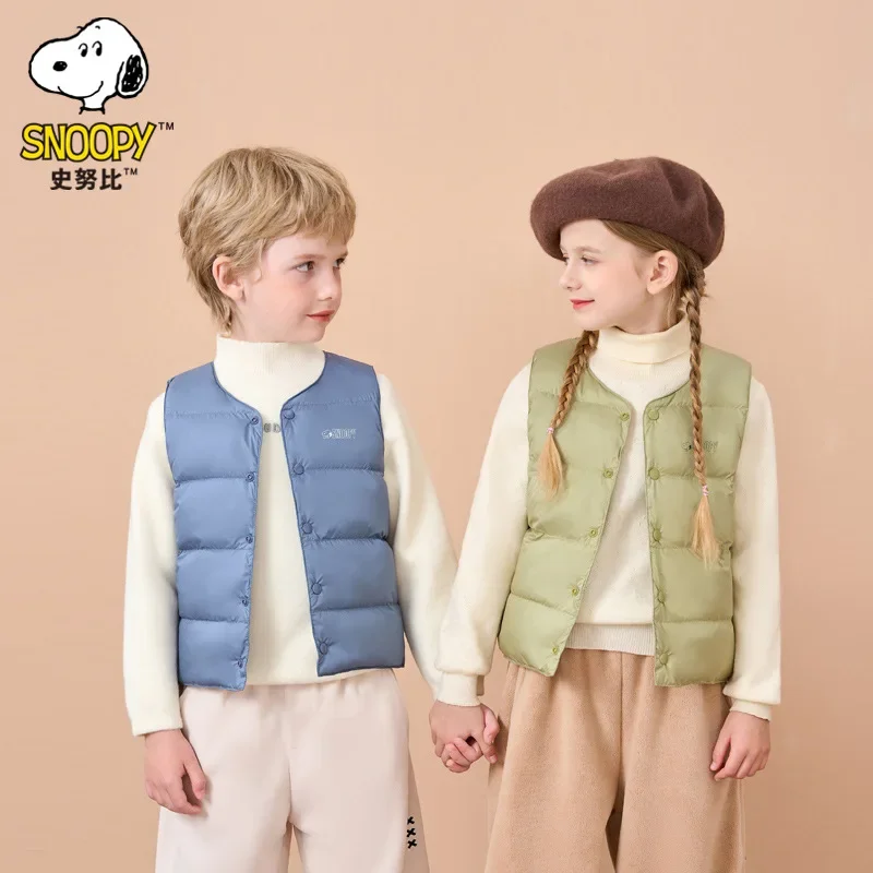 

Snoopy Children's Down Vest Boys and Girls Warm White Duck Down Vest Inside and Outside Wear Christmas New Clothes Gift