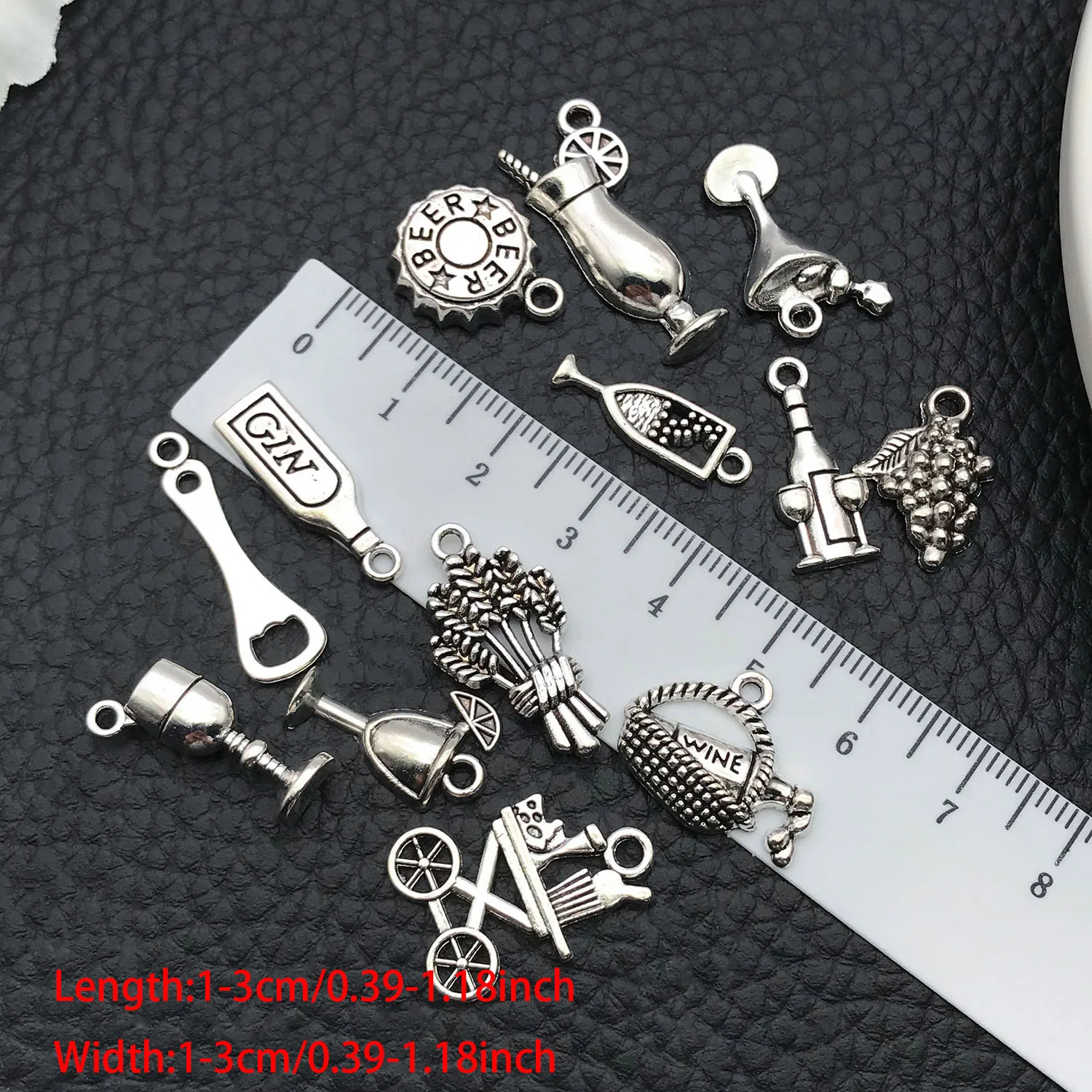 13pcs Antique Silver Wine Glass Series Charms, Vintage Alloy Pendants for DIY Earrings Bracelet Necklace Keychain Jewelry. - view 3
