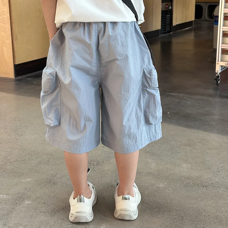 جديد وصول الاطفال الصبي الوردي البضائع السراويل مع جيوب 2025 الصيف الأطفال القطن سراويل قصيرة سن 5 6 7 8 9 10 11 12 13 14 سنة #6