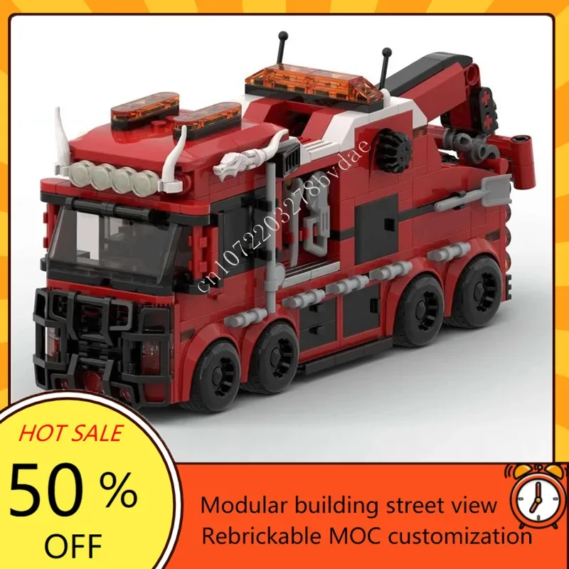 523PCS Emergency recovery truck MOC Creatieve street view Model Custom Puzzels Architectuur Onderwijs Assemblage Verjaardag Speelgoed Cadeau