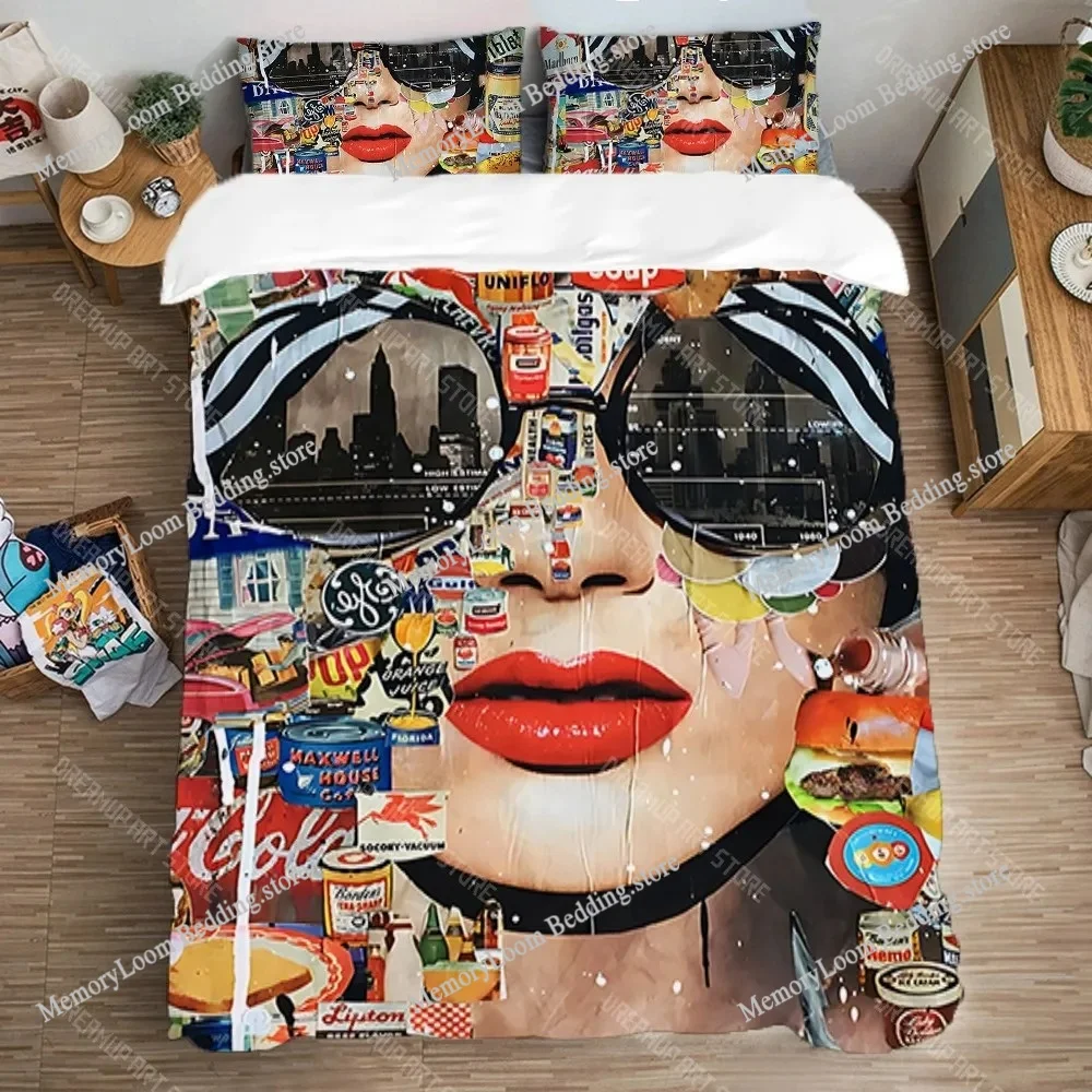 

Queen Bed Comforter Sets Dadaism Bedding Set Double Size Duvet Covers Quilt Cover Set Art Pillowcase Fashion Linen Home Textile