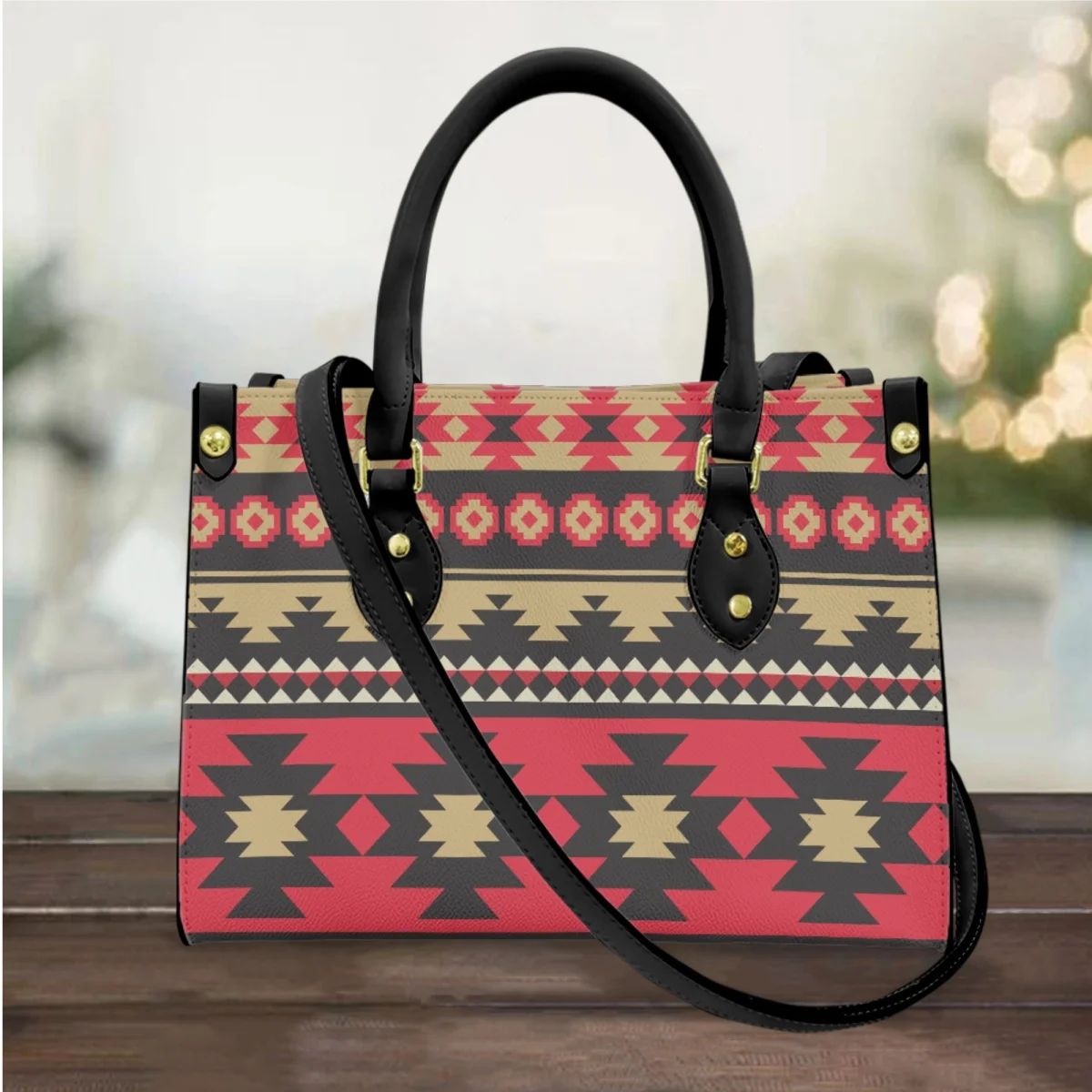 

FORUDESIGNS Leather Ladies Handbag Practical Retro Cross Body Bags Colorful Aztec Pattern Tribal Messenger Bag Commuting