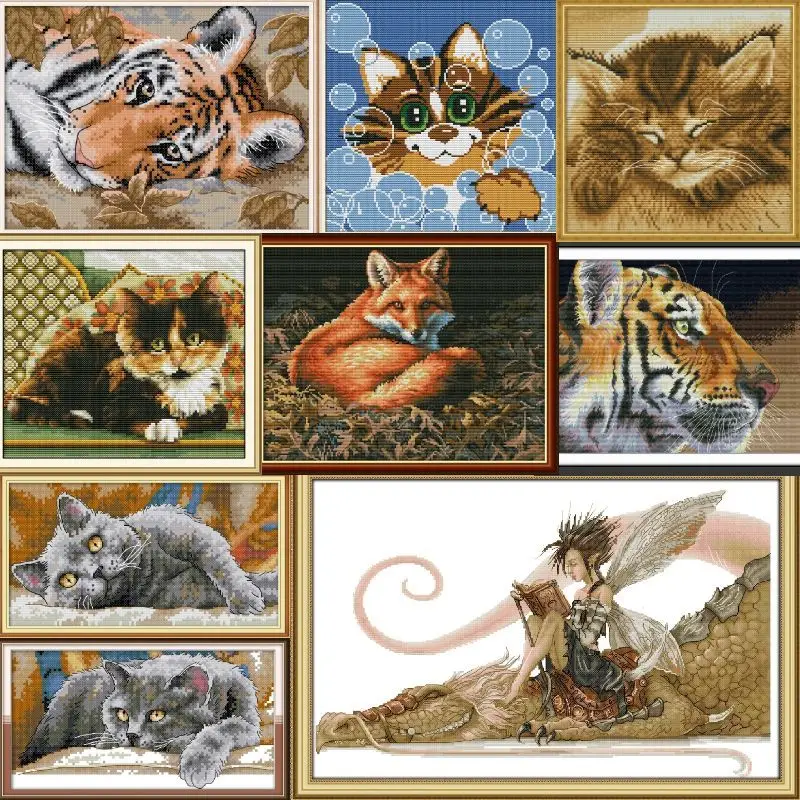 

Animals HH10-Soulgift Pre-printed Cross Stitch Kit Easy Pattern Aida Stamped Fabric Embroidery Set-Easy To Follow-Recommended