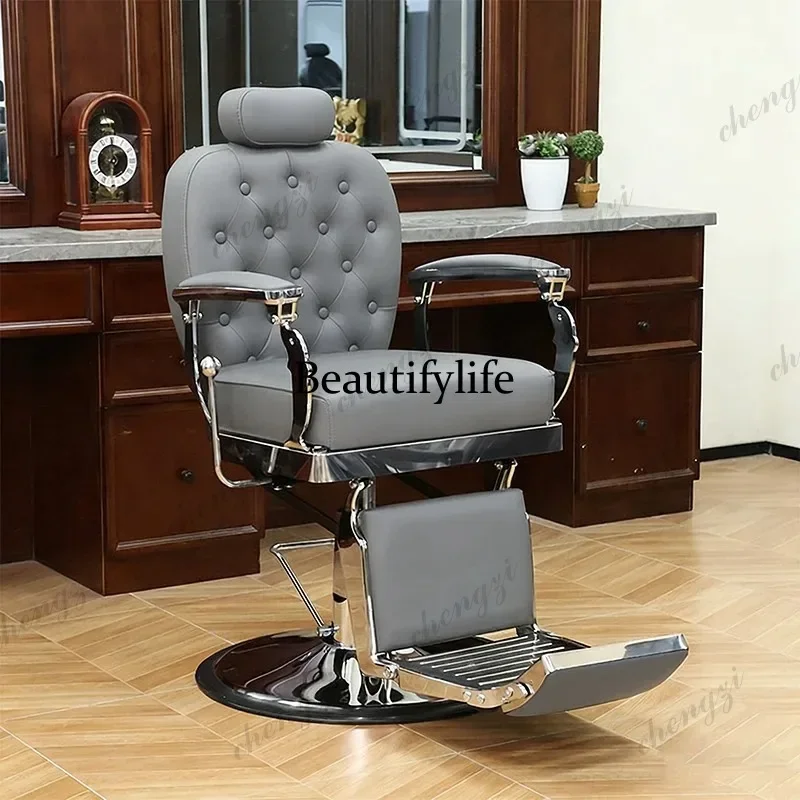 M138 Ergonomic High Quality Barber Chair Unique Retro Modern Reclining Barber Chair Backrest Luxury Silla Barberia Salon Furnitu