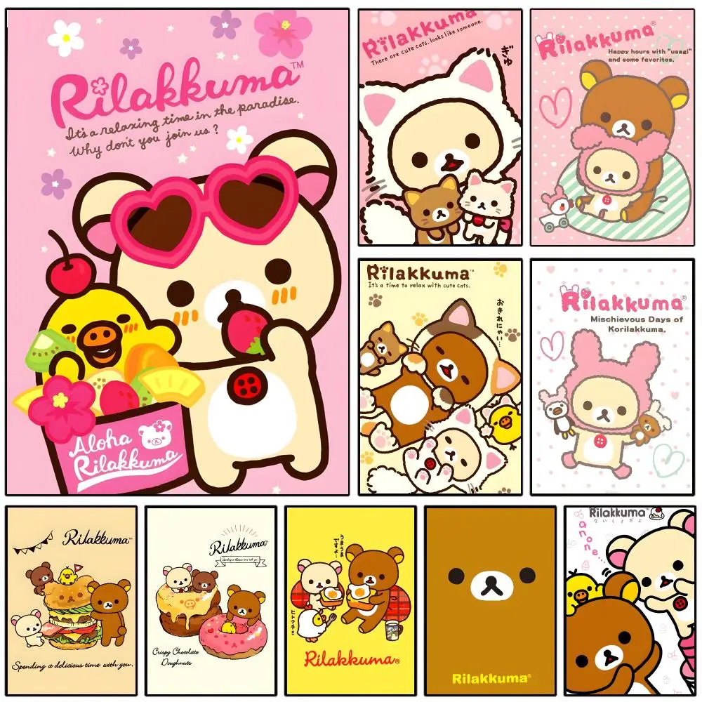 R-Rilakkuma Poster Self-adhesive Art Waterproof Paper Sticker Coffee House Wall Decor