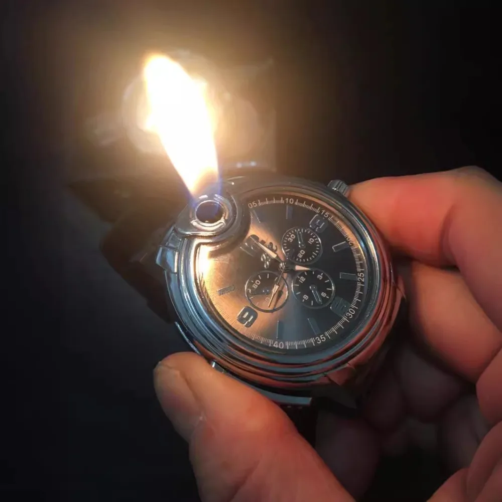 

Creative Inflatable Watch Watch Style Metal Open Flame Personalized Boys Lighter Smoking Accessories Cigarette Lighting Gadget