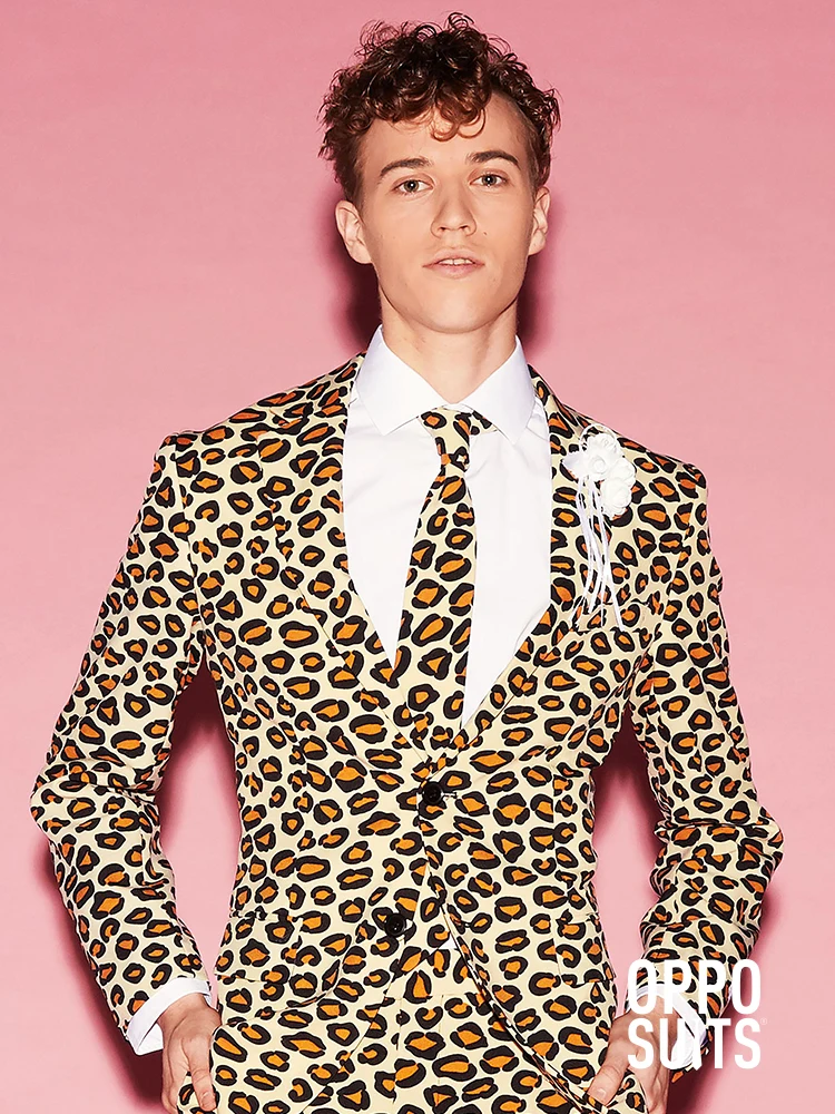 

Leopard Print Suit For Men's Fashion Casual Luxury Suits Male Personality Blazers Coats New Wedding Jackets Dress Bar Clothes