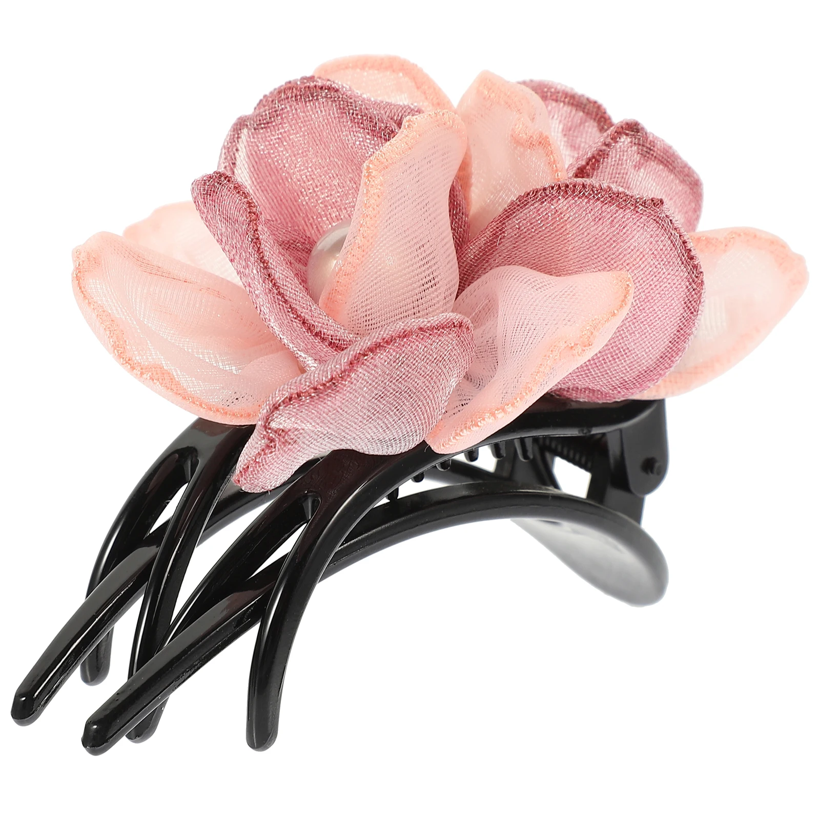 

2PCS Duckbill Hair Clips Silk Yarn Flower Decorative Claw Barrettes Stylish Women Ponytail Accessories Plastic Simple