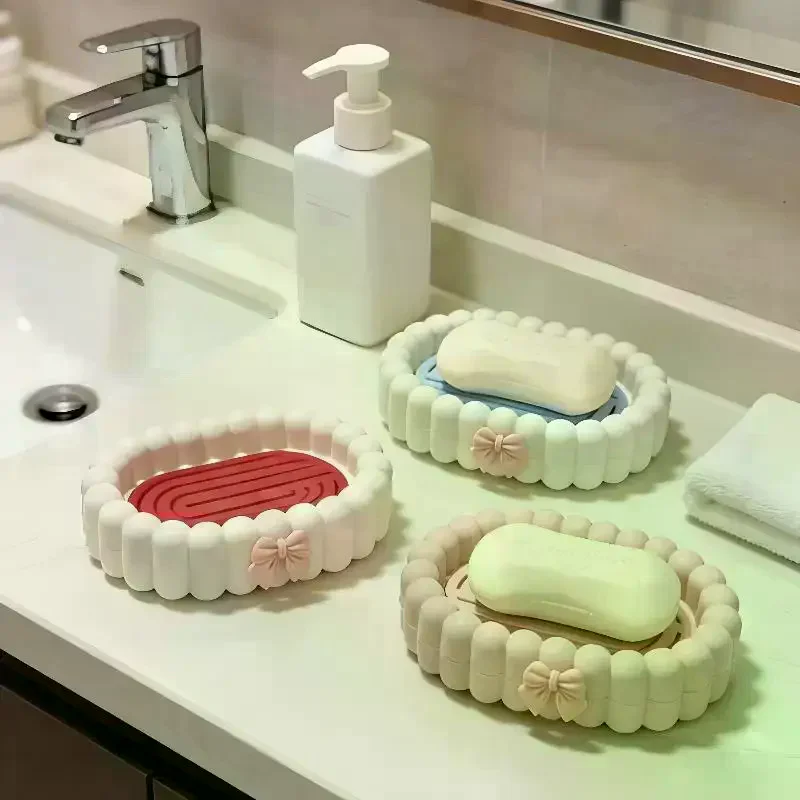 Ins High-end Feel Soap Box Bathroom Drain Soap Box Household Non Perforated Countertop Soap Storage Rack