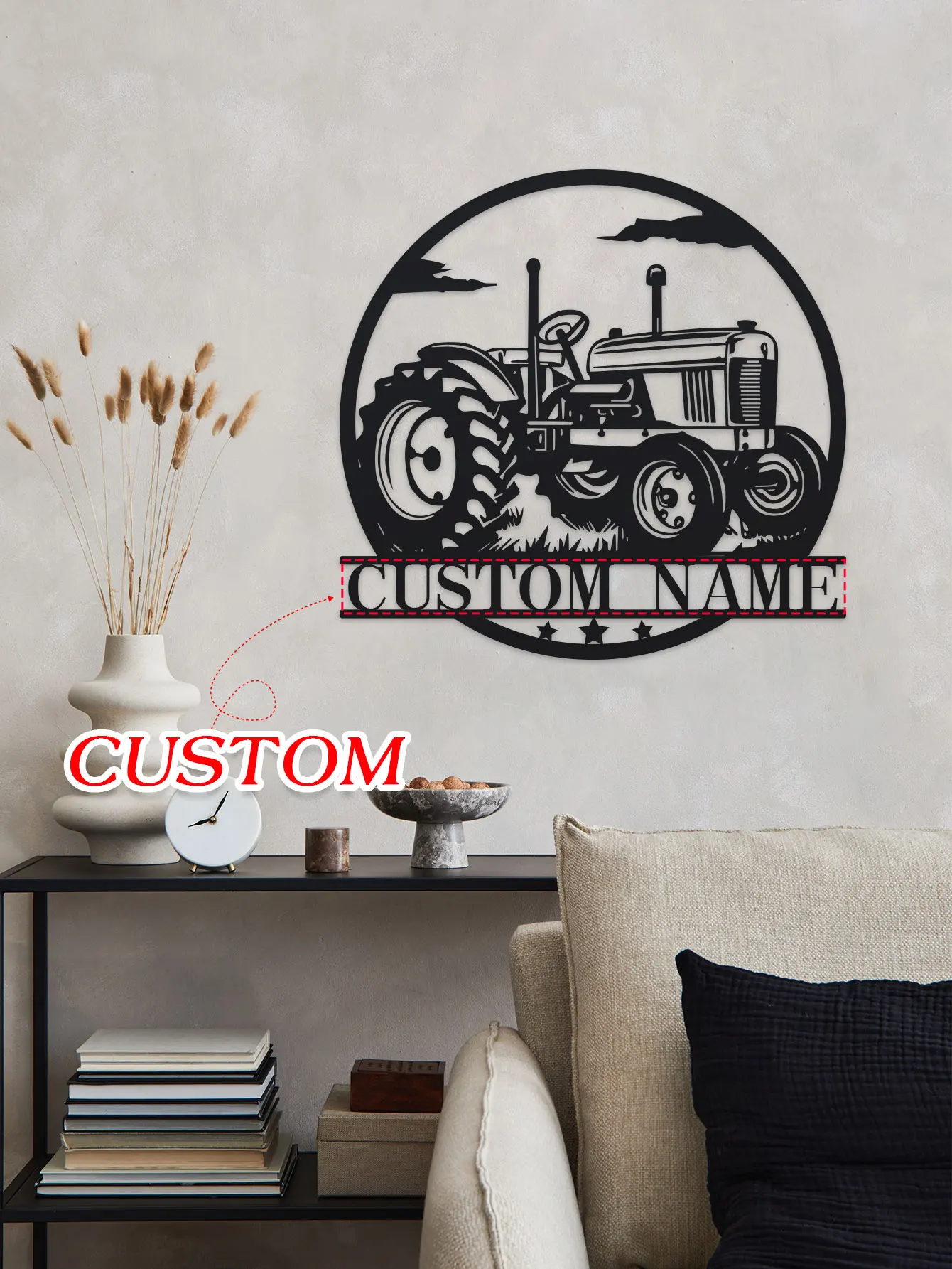 1pc Custom Tractor Wall Art, Personalized Names Tractor Signs, Farmhouse Wall Decor, Metal Tractor Art, Custom Names Wall Decor