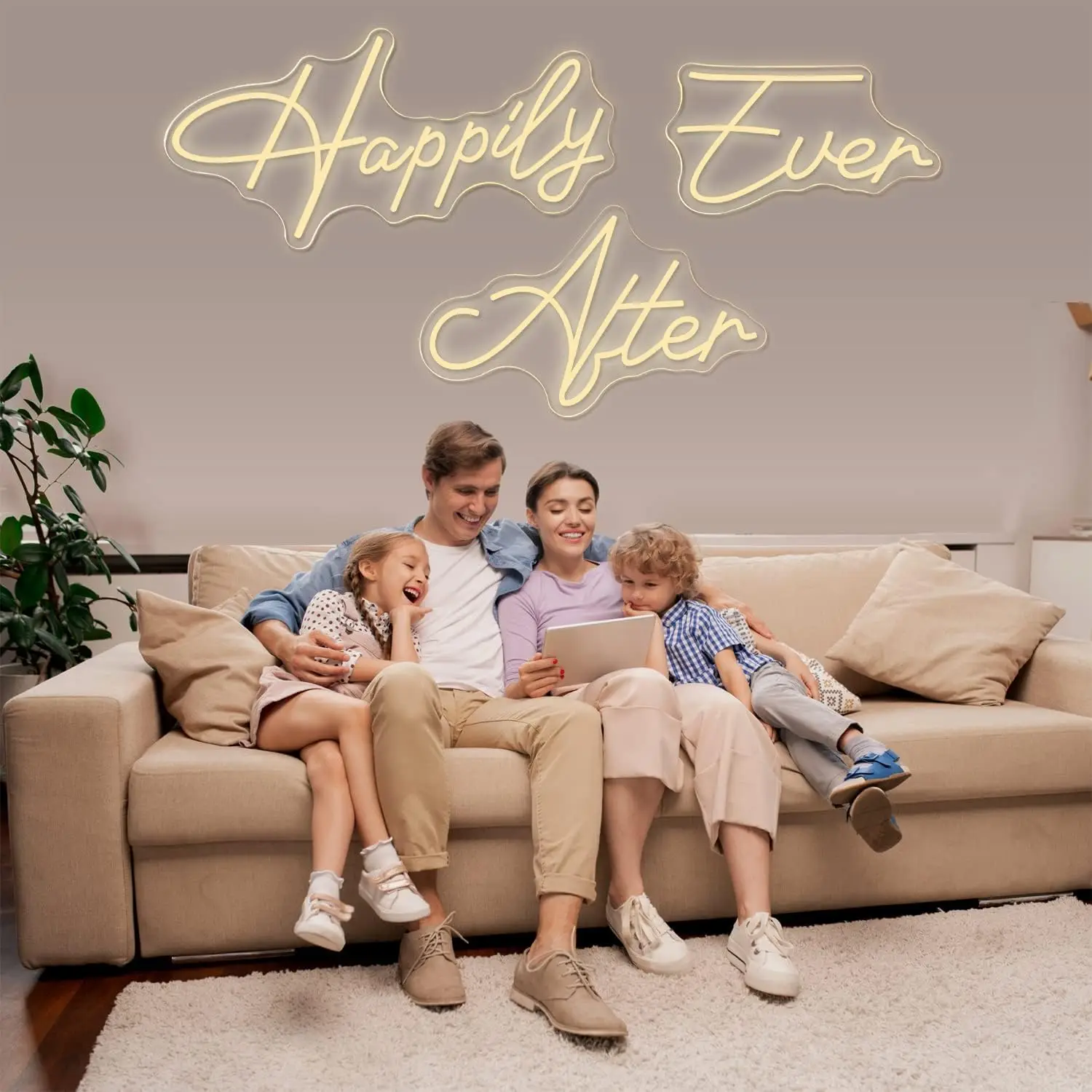 

Супер большая неоновая вывеска «Счапие навсегда после искусства», декоративный неоновый свет для спальни, свадьбы, дня рождения, дома, девичника