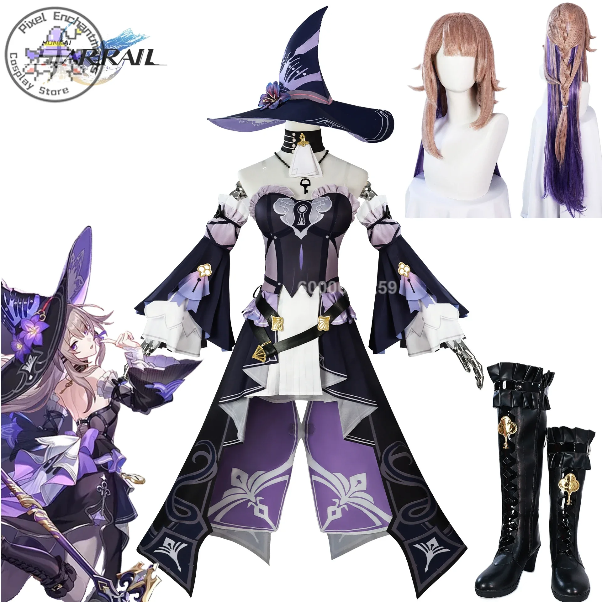 

Game Honkai Star Rail Herta Cosplay Costume Wig Shoes Uniform Full Set Halloween Carnival Party High Quality Love Live Cosplay