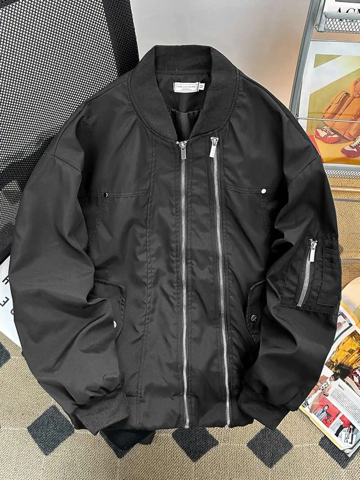 

Женская черная готическая бейсбольная куртка 2000-х годов, эмо-пальто, винтажное Харадзюку, эстетическое пальто-бомбер с длинными рукавами, верхняя одежда, осень