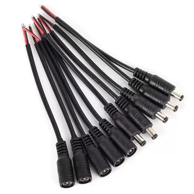 5.5x2.1mm Male and Female Power Cord 12/24V DC Connector Jack 15cm Power Adapter Extension Cable for LED Light Strip Monitoring