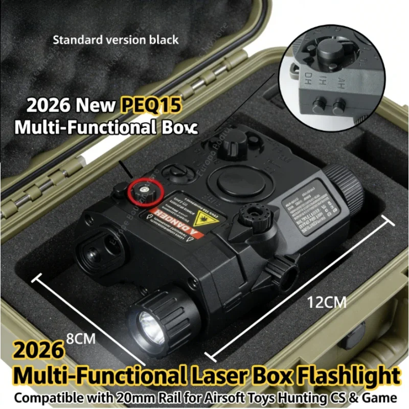 Nueva Caja Láser Táctica PEQ-15: Láser Verde, Puntero IR y Linterna, Compatible con Rieles de 20mm para Pistolas de Airsoft