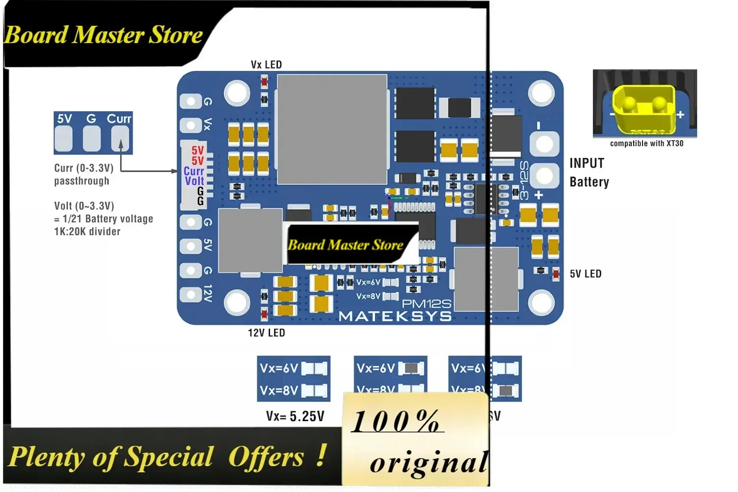 BoMaSMATEKSYS PM12S-3 Power Module 3-12S LIPO 5V 9V VX BEC With HeatSink