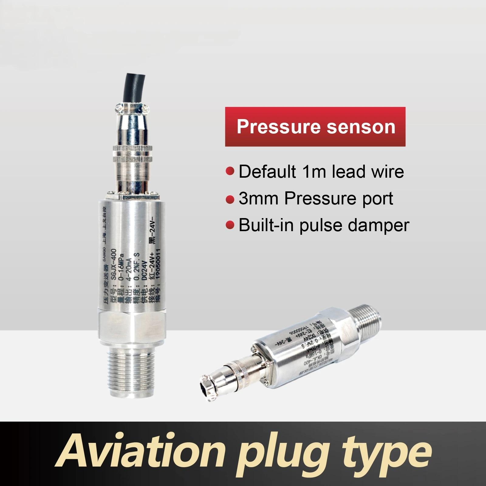 

Aviation Plug Pressure Transmitter 4-20mA RS485 0-10V 0-5V Output Industrial Silicon Pressure Sensor Waterproof High Accuracy