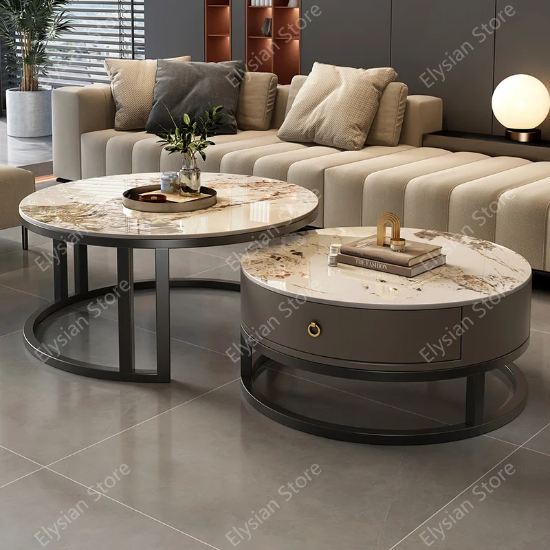 Luxury Folding Table Living Room Cabinets Tv Stand Round Coffee Dining Set Console Tavolini Da Salotto Home Furniture
