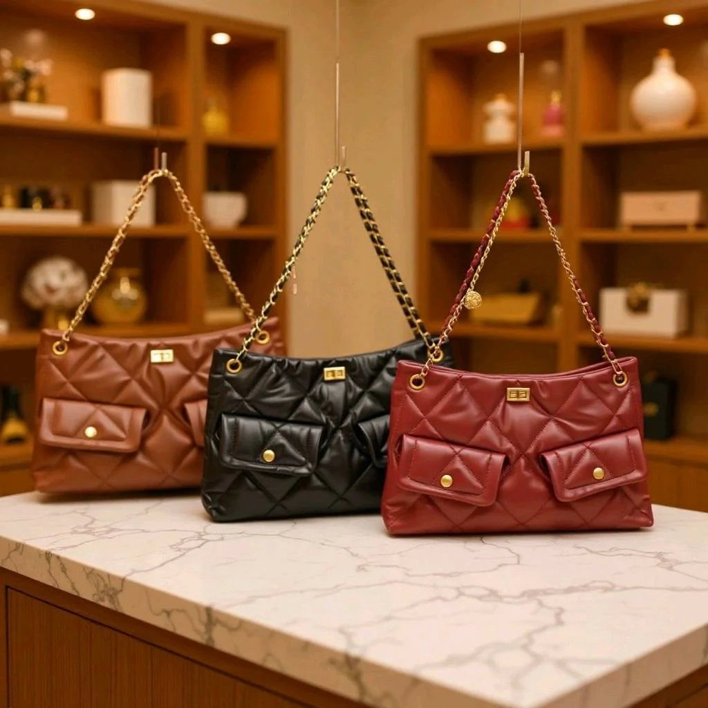 

Новая кожаная сумка-хобо 2025 года с двойным карманом и цепочкой, женская сумка через плечо в британском стиле, молодежная повседневная однотонная сумка кросс-боди