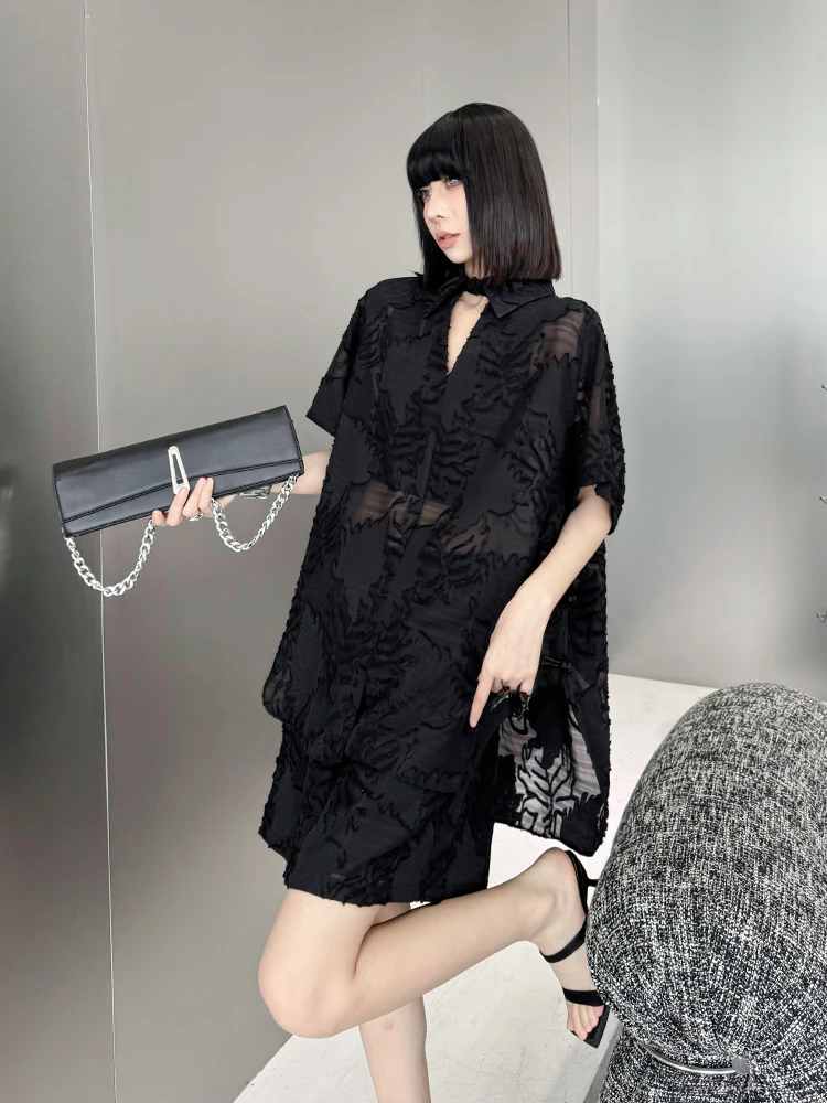 

Elegant Hong Kong Style Fashion Set Loose Batwing Sleeve Top Elastic Waist Short Pants Pure Color Midi Dress Summer Outfit