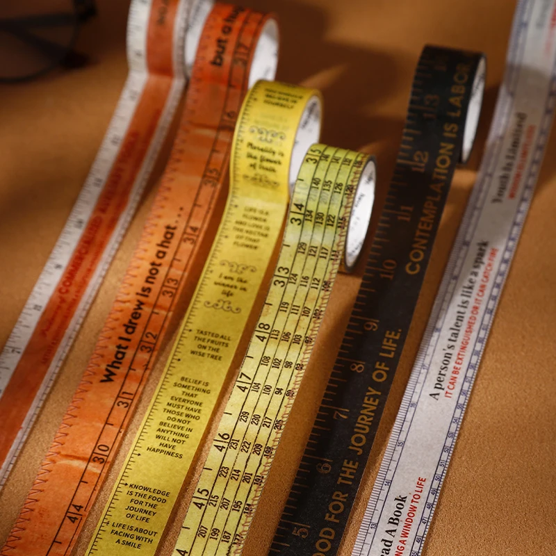 

Mr.Paper 6Rolls Vintage Ruler Series Washi Tape Set Retro Measuring Tape Decorative Tape For Journal Scrapbooking DIY