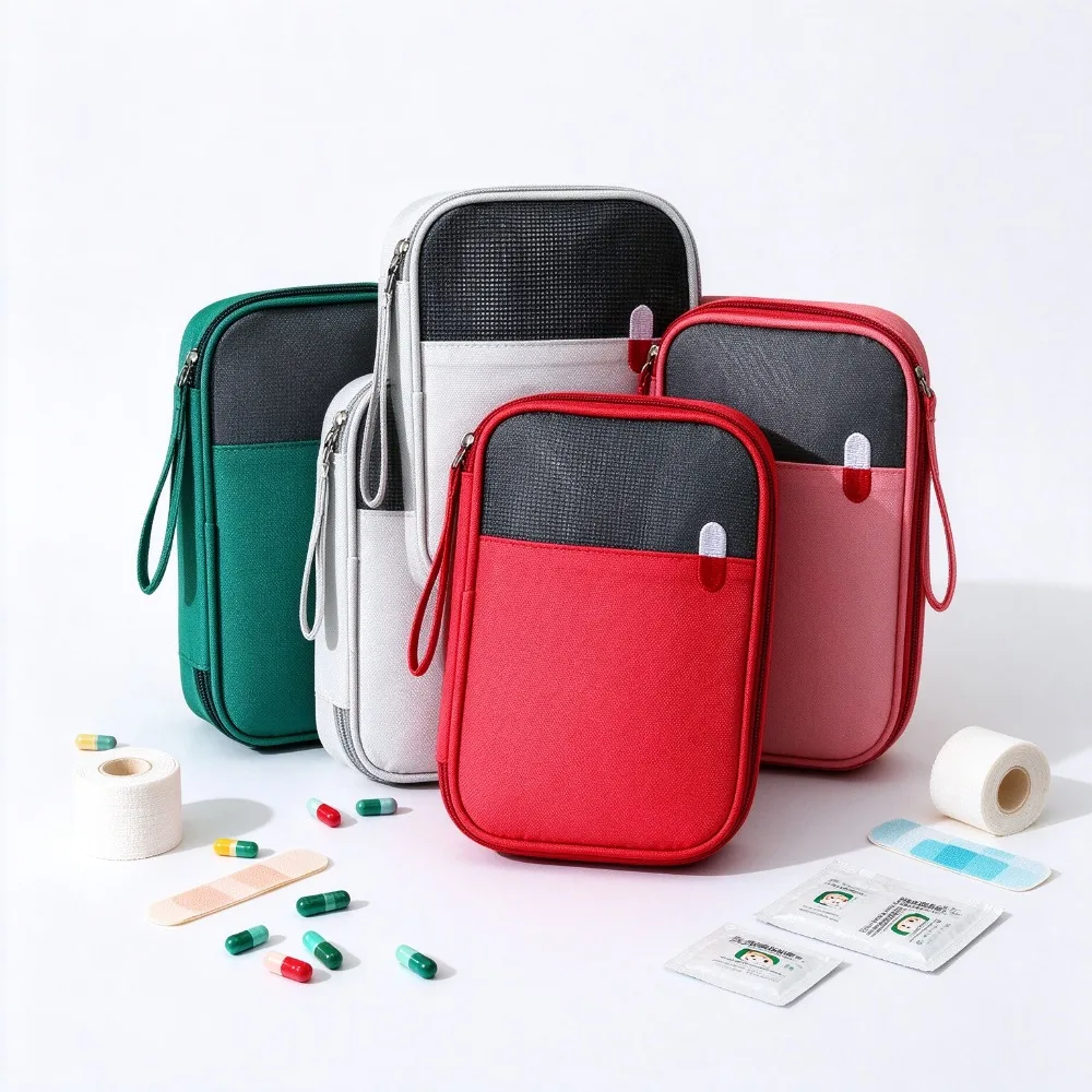 Outdoor Travel Portable First Aid Products Bag Zipper Large Capacity Portable Fabric First Aid Kit Pouch Bag 14x11cm