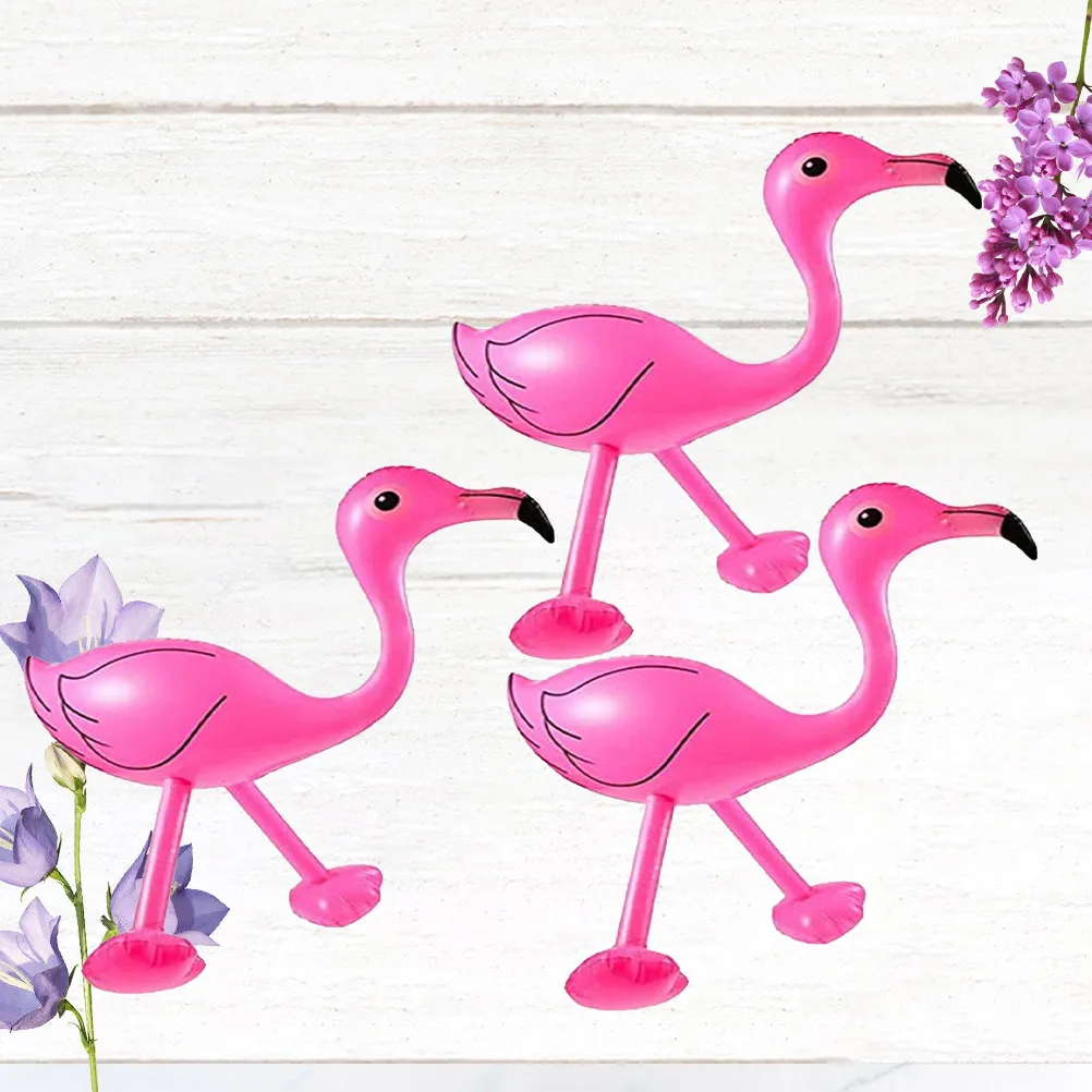 3Pcs Inflatable Flamingo Pool Float Kid Safe PVC Swimming Aid for Bathtime Pool Play Early Development Motor Skills Summer Gift