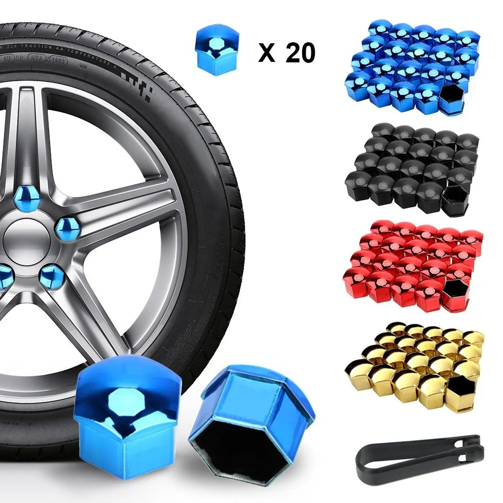 

20Pcs Car Wheel Nut Caps 17/19/21mm, Anti-Rust Hub Screw Covers, Tyre Bolt Protection Decoration, Universal Car Accessories