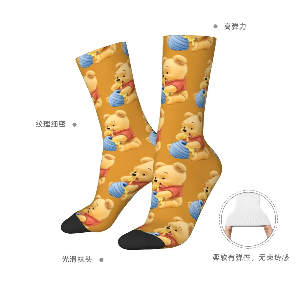 Moda bebê Winnie The Pooh meias de futebol meias de poliéster para mulheres e homens