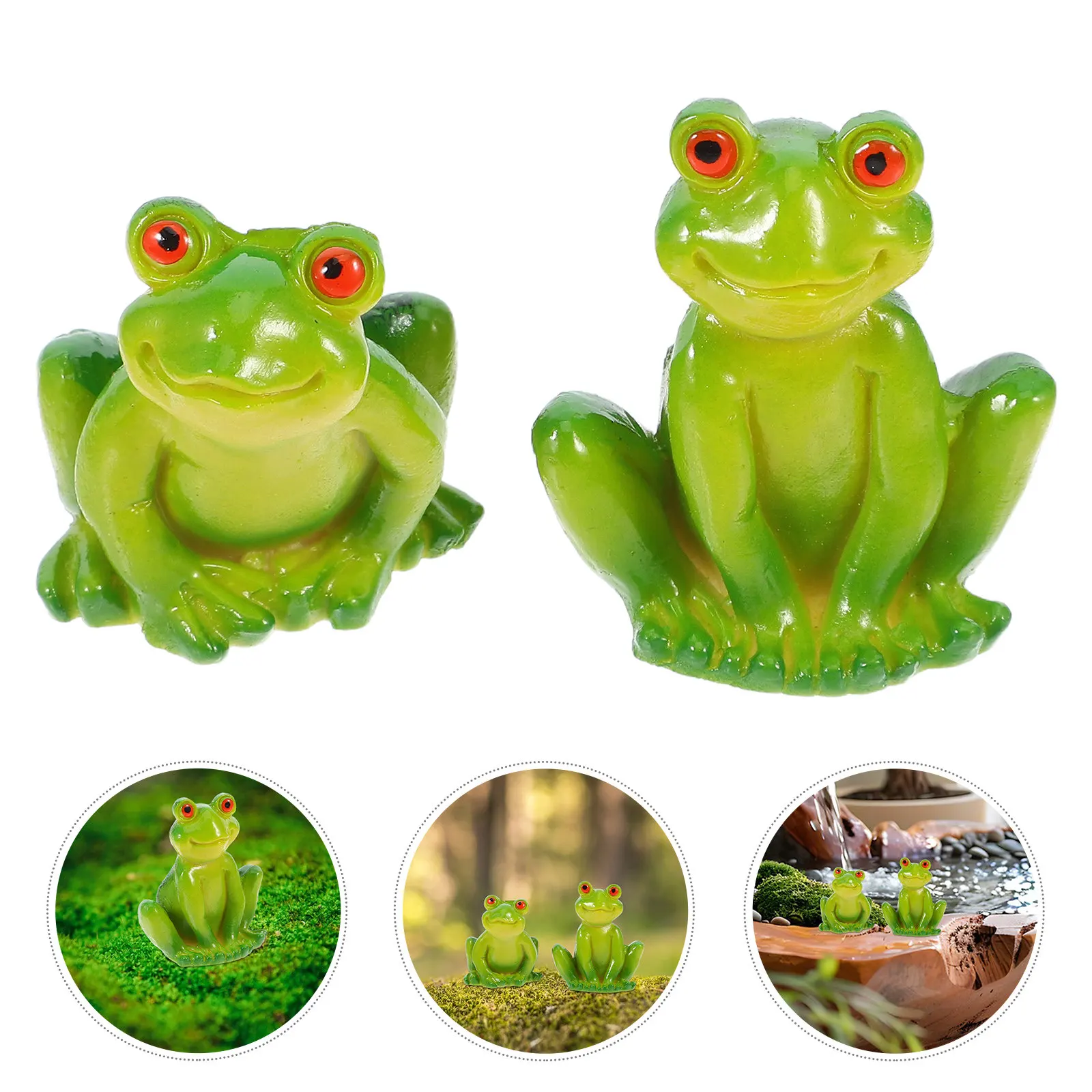 2pcs Cartoon Frog Resin Mini Statue Ornament for Pool, Garden, Outdoor Scene Layout – Cheerful Animal Micro Decor