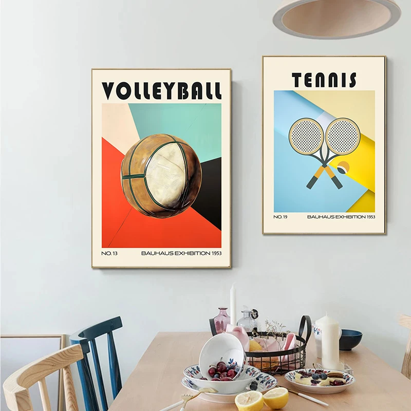 Vintage Golf Table Tennis Basketball  Rugby Boxing Gloves Sport Poster Canvas Painting Print for Living Room Wall Art Home Decor