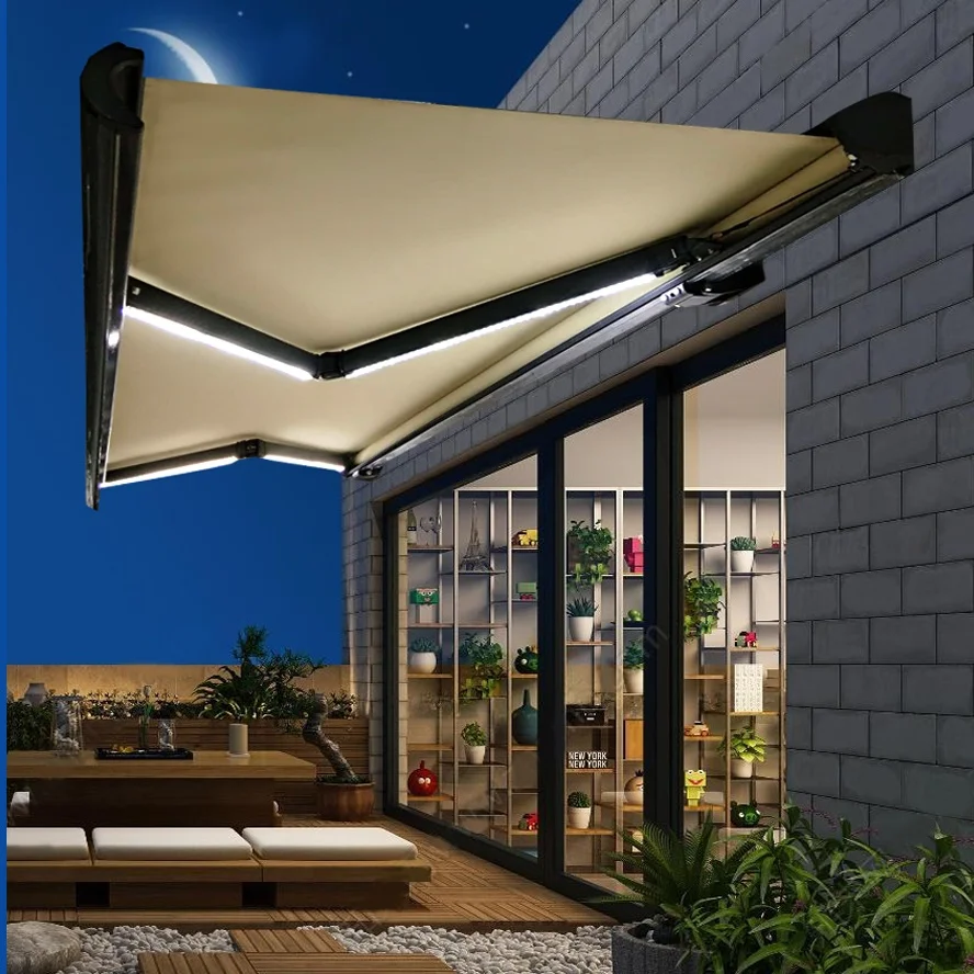 Any Size Custom Electric Retractable Awning Waterproof UV Proof Wind Resistant Sturdy Garden Balcony Window Door Patio Outdoor