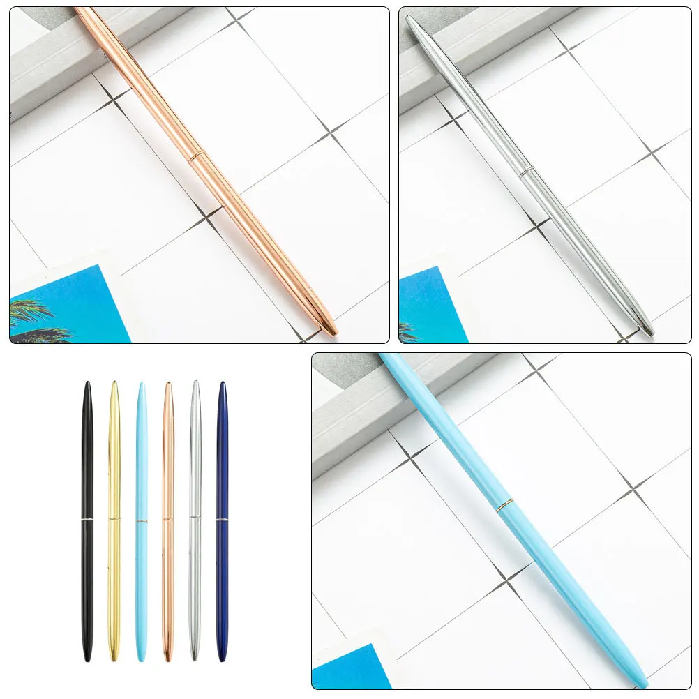 

6Pcs Smooth Writing Pen Metal Ballpoint Pens Business Signature Pen for Hotel Desk Ballpoint Pens Office Stationery