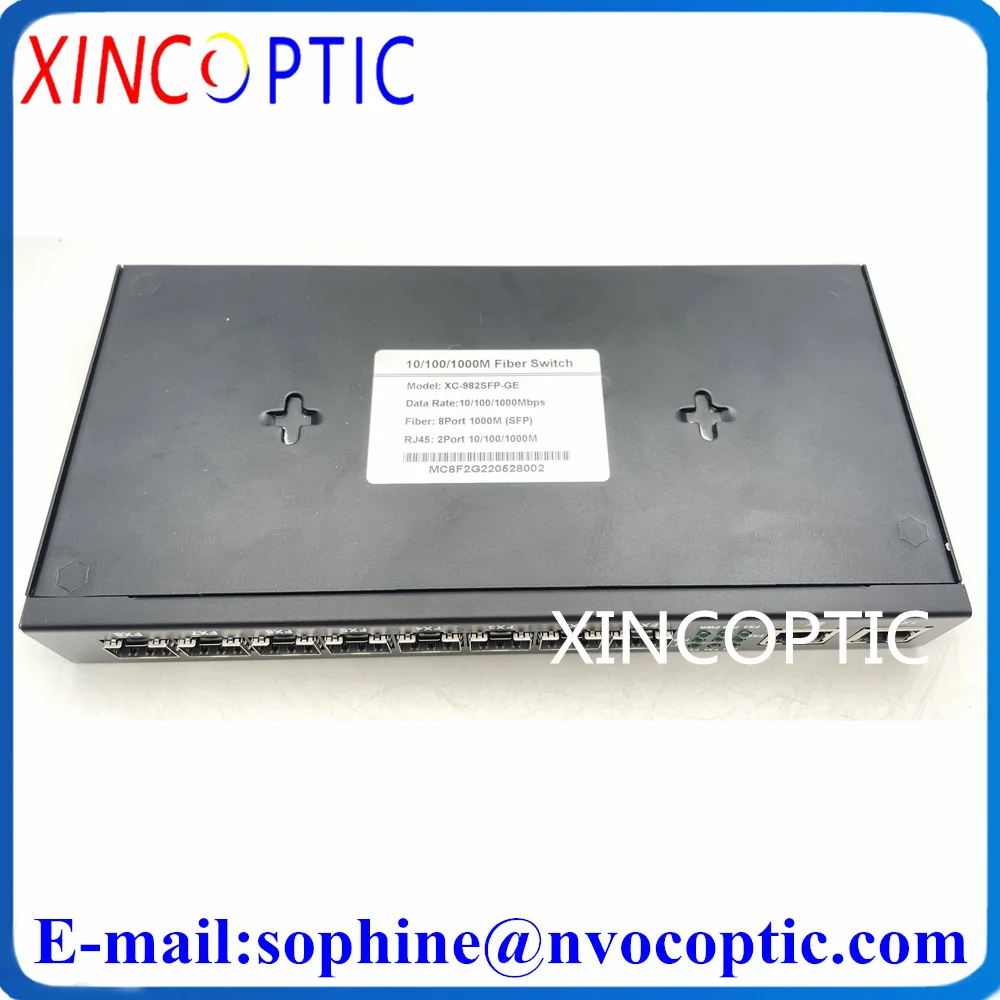 8*SFP 1000M FX to 2*100/1000M TX Fiber Ethernt Gigabit Switch,8 to 2 RJ45 UTP Port, to Ethernet Converter