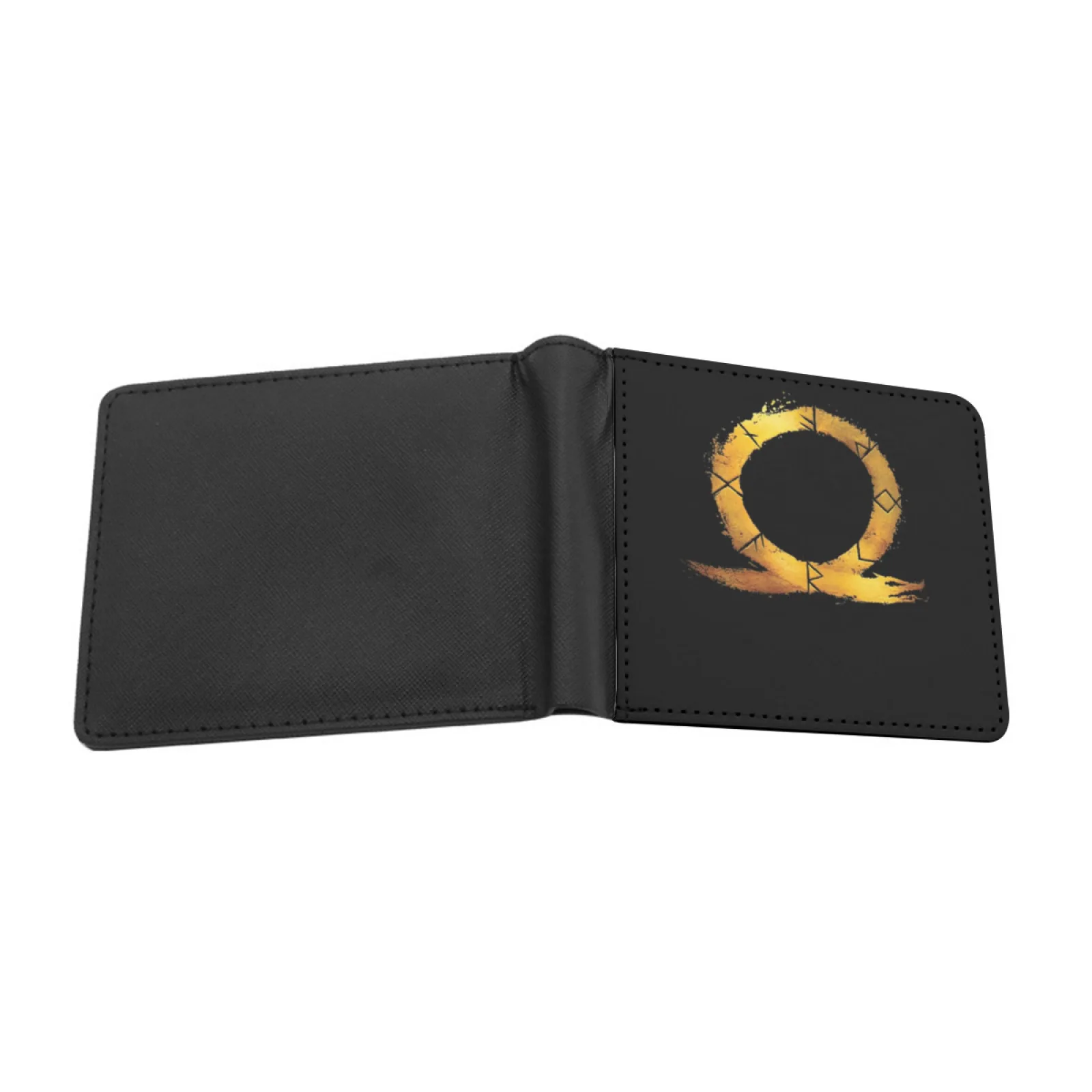 Gold God Of War Ragnarok Hd Logo Short Men's Wallet Multifunction Purse Male Pu Leather Wallet Gow God Of War Ragnarok Ps5