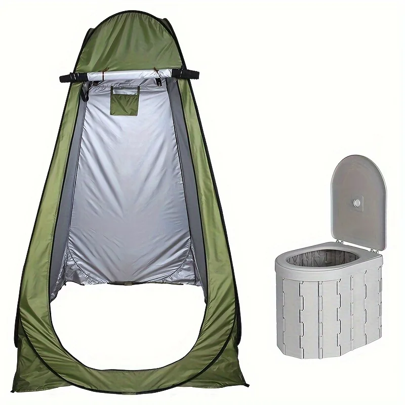 

1-Person Pop-Up Privacy Tent with Portable Toilet - Instant Setup Camping Shower Tent & Portable Bathroom, Lightweight Outdoor Shelter Suitable for RV, Travel, Emergency, - Use