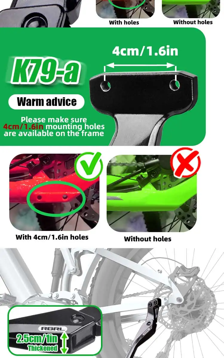 RBRL Fahrradständer, verstellbarer MTB-Fahrradständer, Aluminiumlegierung, verdickter Fahrrad-Seitenstützständer für 24–29 Zoll Rennrad-Elektrofahrrad – Detail 10