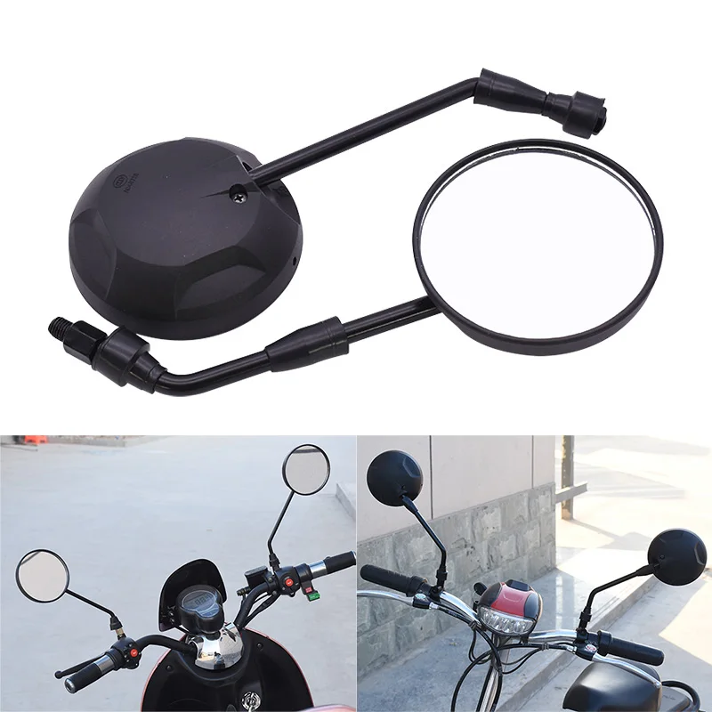 Motorcycle Side Mirror Rearview Mirror 10mm Universal Black HD Scooter Handlebar Rear View Mirror Round Mirror Moto Accessories