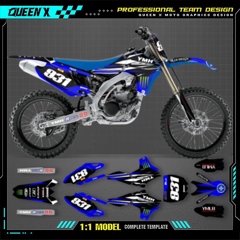 

QUEEN X MOTO Motorcycle Graphics Decals For YAMAHA YZF450 2010-2013 YZ450F Motorcycle Decal Stickers 004