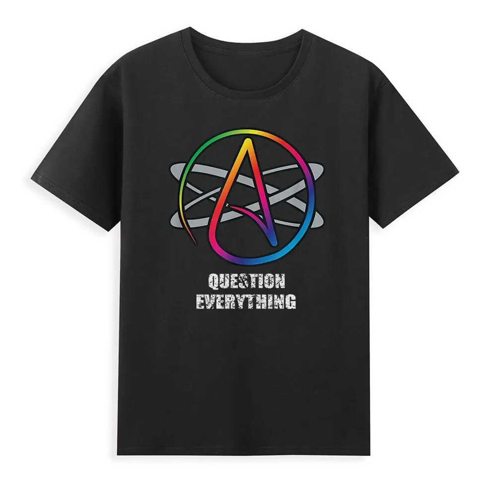 Atheist Logo Atom Symbol Question Everything Novelty  Short Sleeve  Anime Graphic T-shirts Unisex 100% cotton