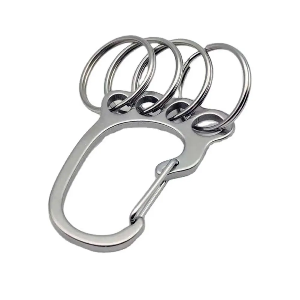 High Quality Gift With 4 Keyrings Metal Waist Hanging Silver Color Key Ring Holder Car Keyring Big Feet Key Chain Car Key Clip