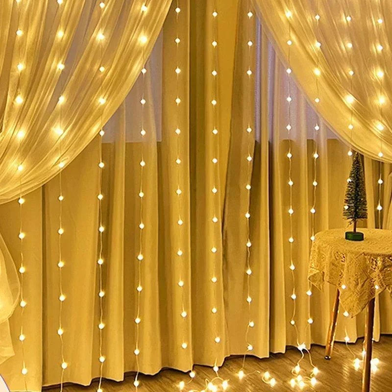 Christmas Curtain LED String Lights 6m/3m/2m/1m USB Plug 8 Modes Party Lights New Year Home Wedding Holiday Decor Aesthetic