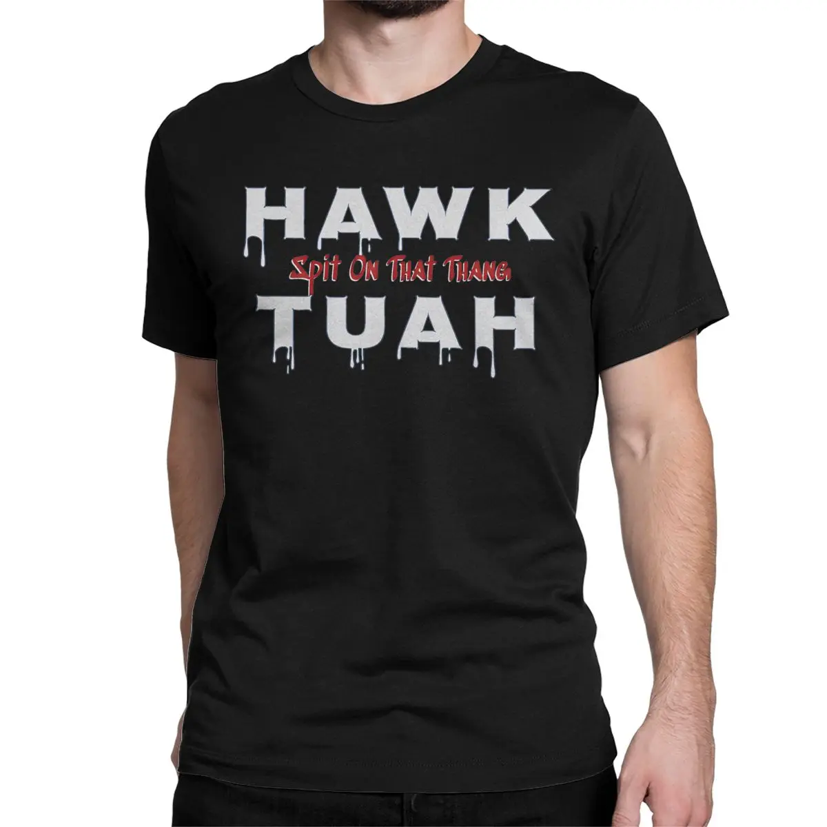 Funny Hawk Tuah Spit On That Thang Meme Men Women's T Shirts Novelty Tees Short Sleeve O Neck T-Shirts Cotton Plus Size Clothing