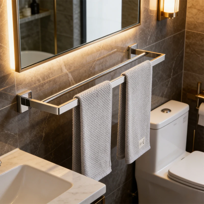 

Двойной держатель для полотенец/полотенцесушитель из нержавеющей стали, хромированная отделка, сантехническая фурнитура, аксессуары для ванной комнаты