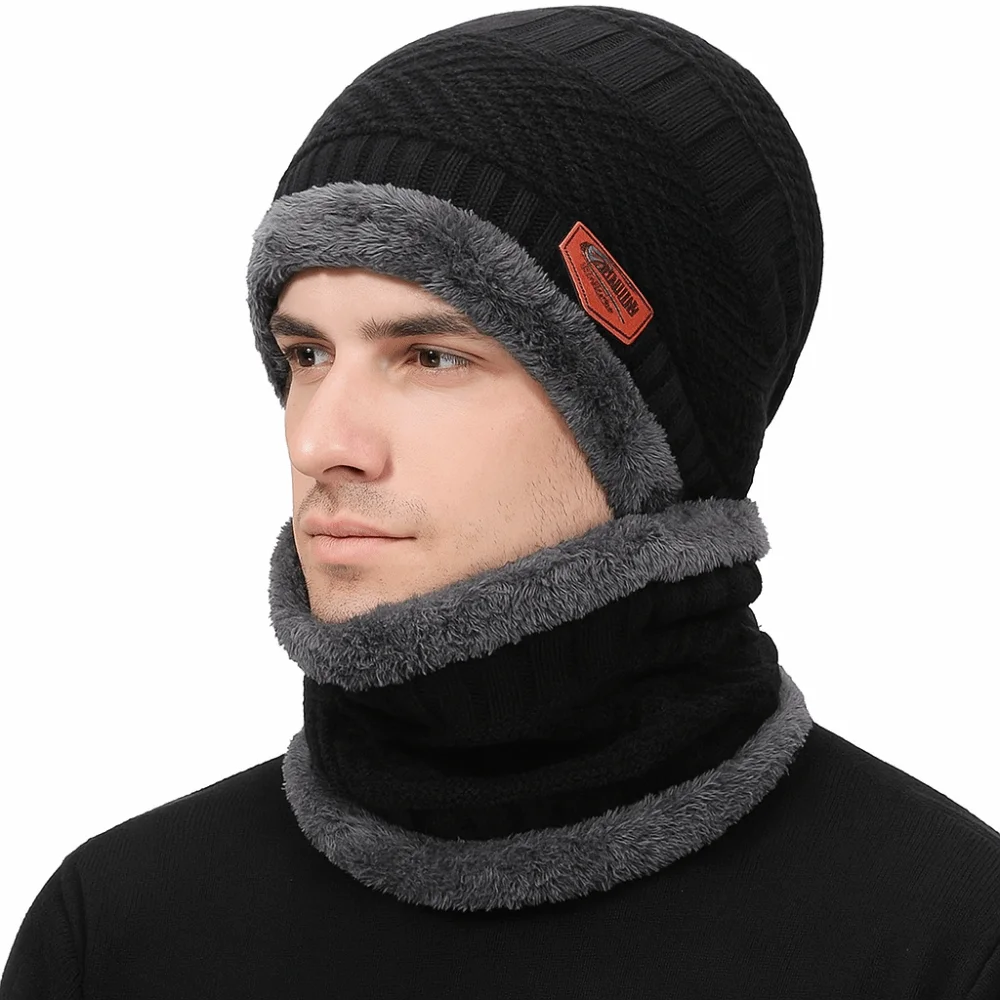4 pz/set Morbido Inverno Beanie Cappello Sciarpa Set Protezione Termica Foderato In Pile Guanti Termici Lavorati A Maglia Addensare Cap Caldo Cappello di Lana