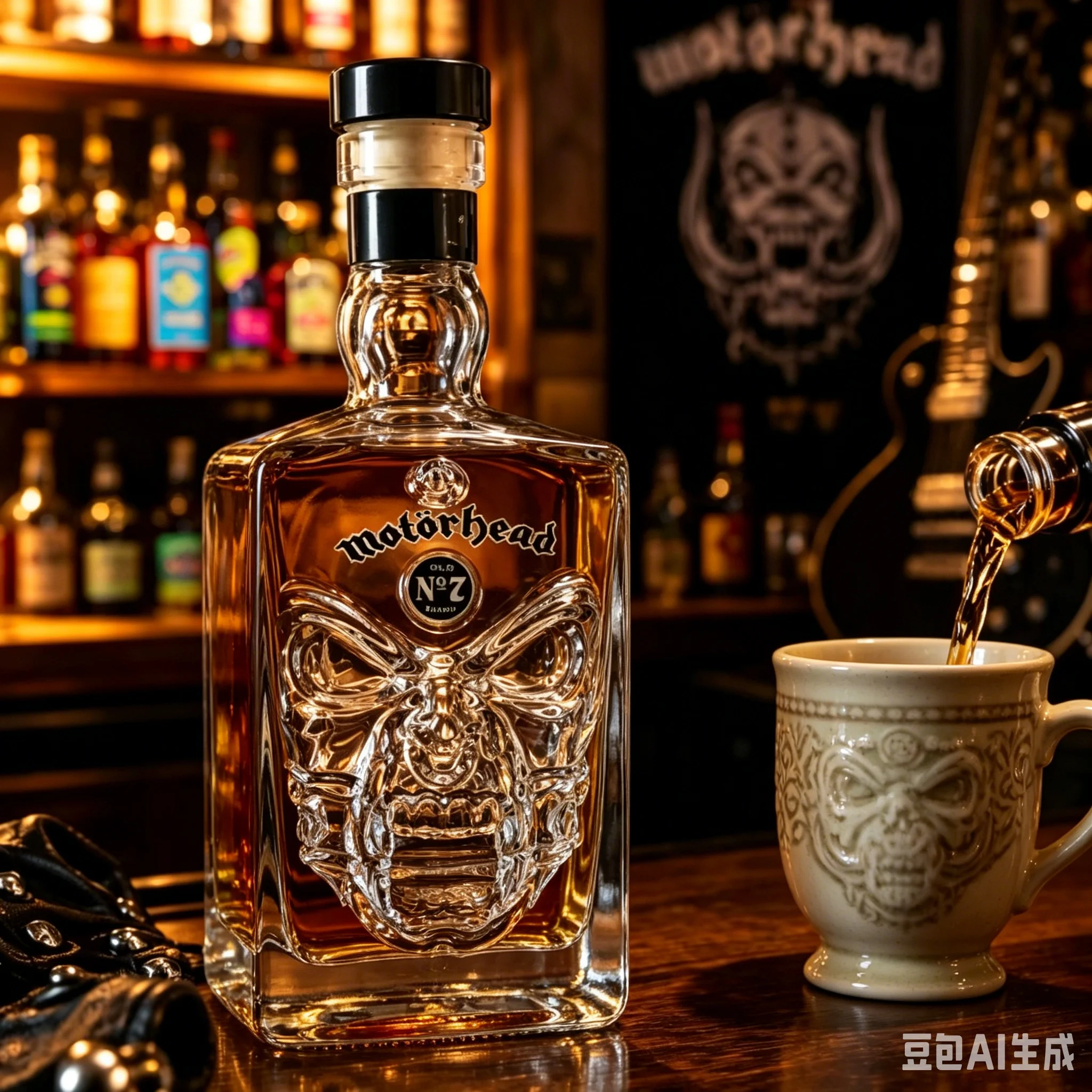 Motorhead Lemmy Warpig Totenkopf Glas-Whisky-Dekanter Heavy Metal Rock Fan Bar-Dekoration