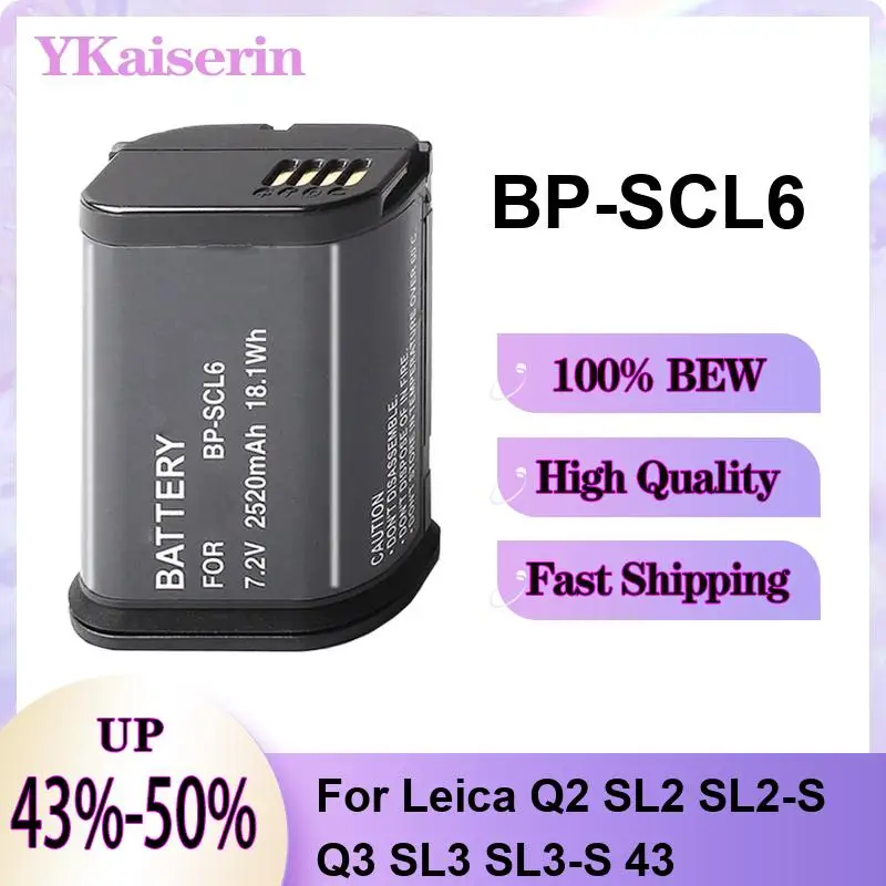 

Portable BP-SCL6 For Leica Q2 SL2 SL2-S Q3 SL3 SL3-S 43 Strong Compatibility 2520Mah Camera Battery