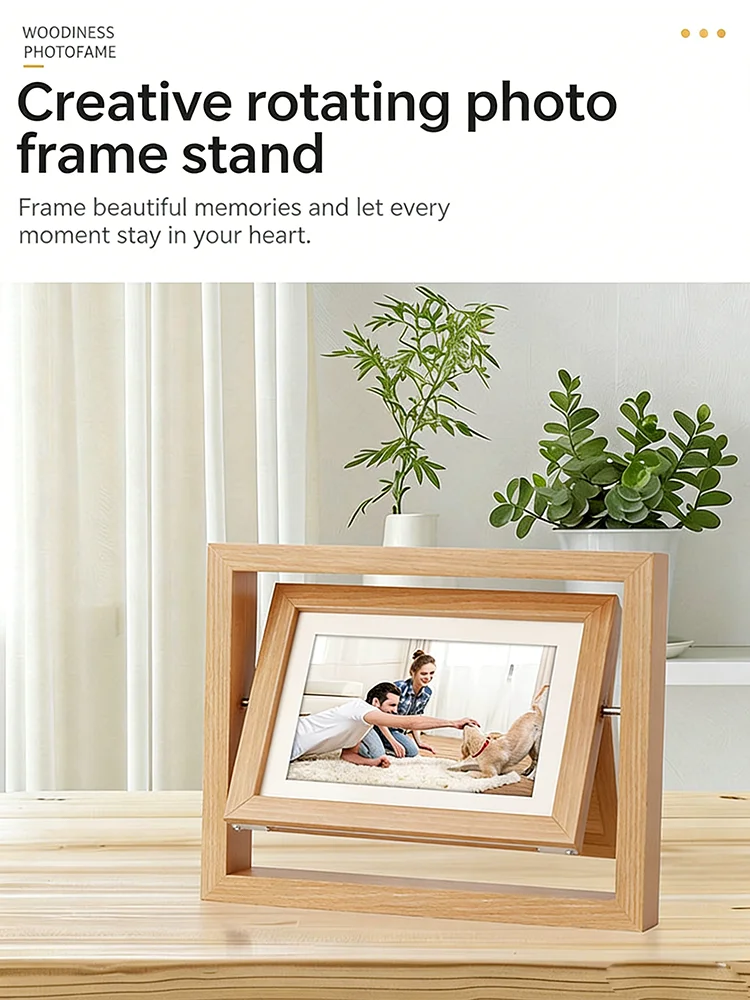 Creative Double Sided Rotatable 7 Inch Wooden Photo Frame Diy Pet Paw Print Hand Footprint Memorial Gift Souvenir Home Decor